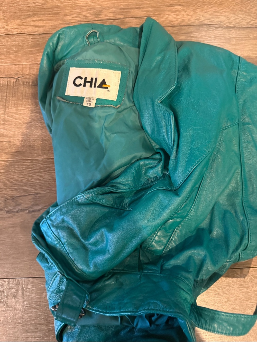 Teal women's Leather jacket